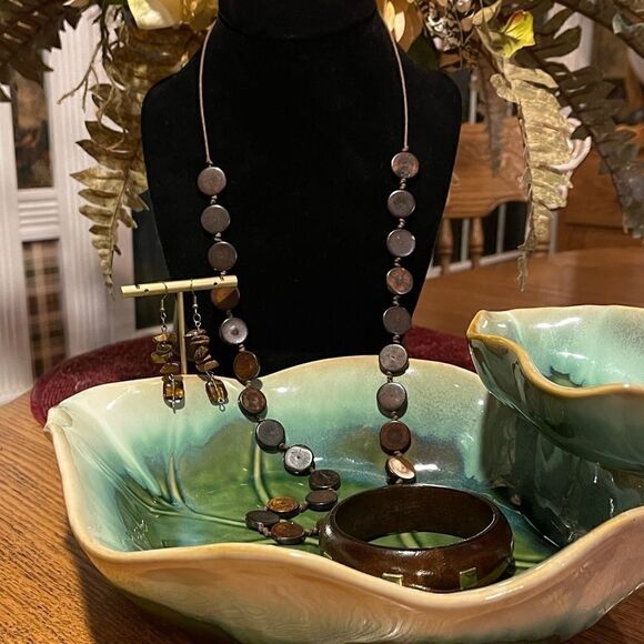 Browns Glass Disc & Chip Necklace Set - Picture 1 of 5
